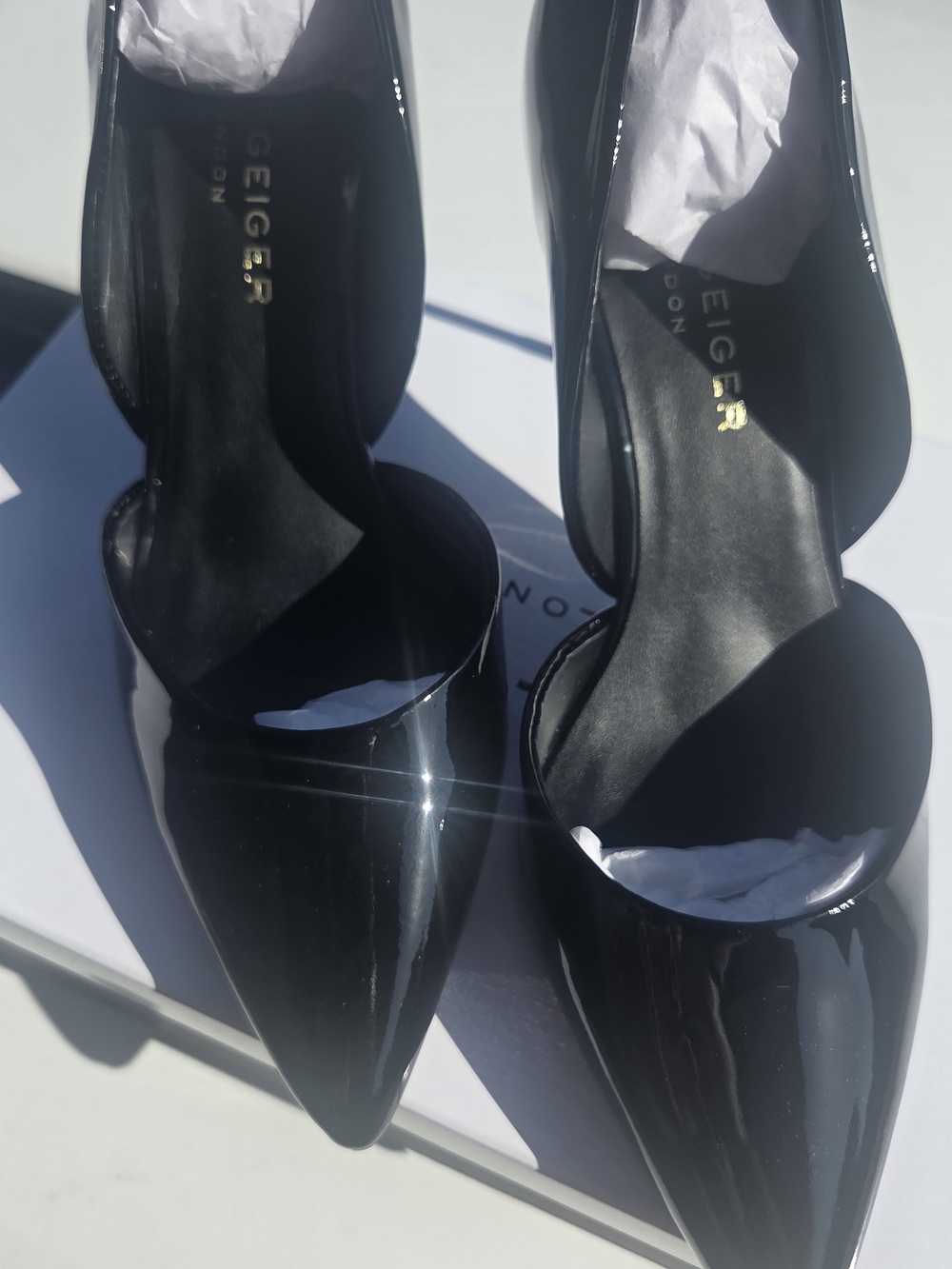 Kurt Geiger Black Patent Pointed D'Orsay Heels